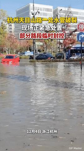 杭州天目山路突发水管破裂，路面成“泽国”！多车被困，这些路段请绕行
 
杭州天目