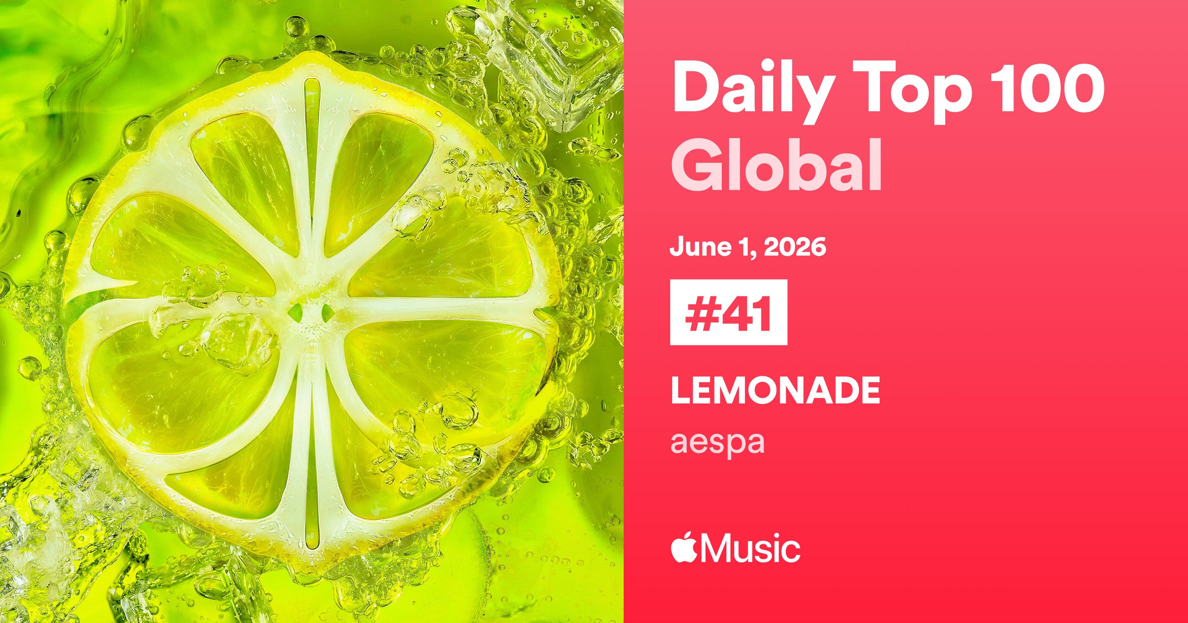 aespa《LEMONADE》🌎Apple Music全球日榜上升到第4️⃣1