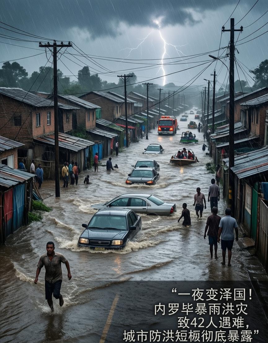 内罗毕一夜之间变了模样。

据路透社3月9日报道，肯尼亚首都遭遇强降雨袭击，由此