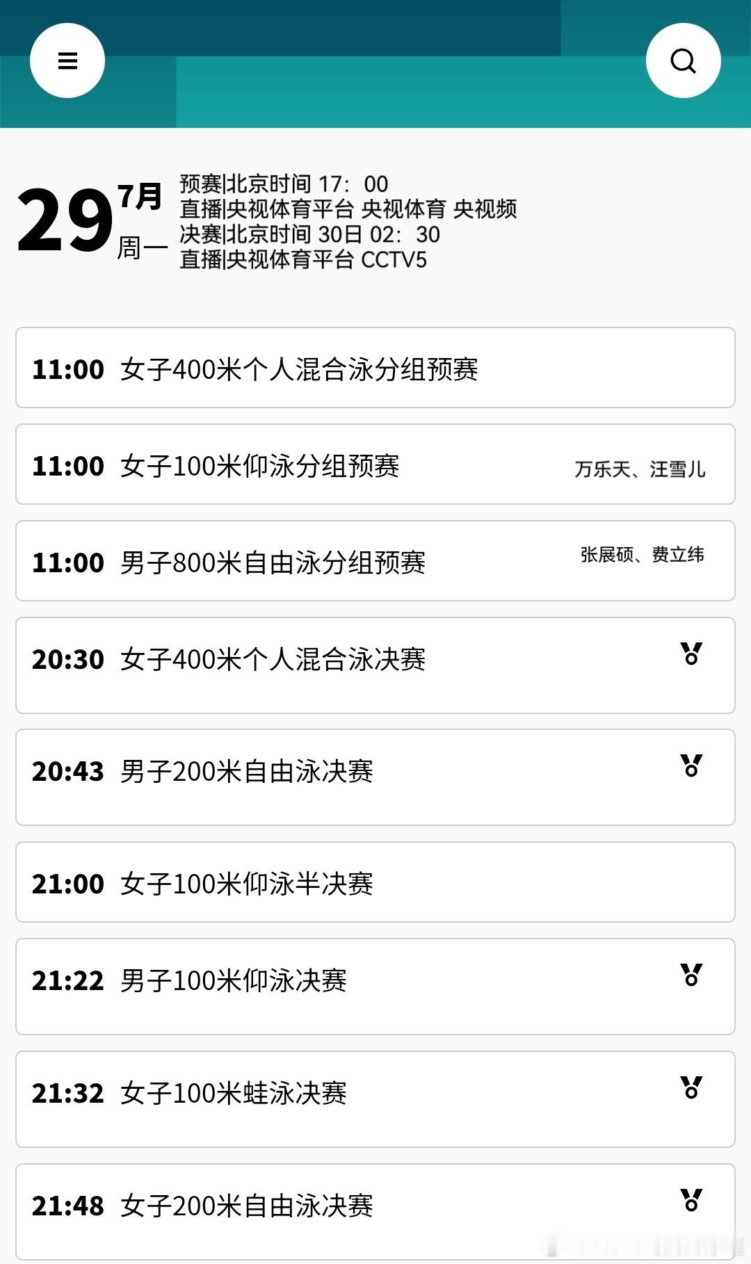 #中国游泳队[超话]#[全力以赴]#2024年巴黎奥运会# 游泳项目#奥运会赛程