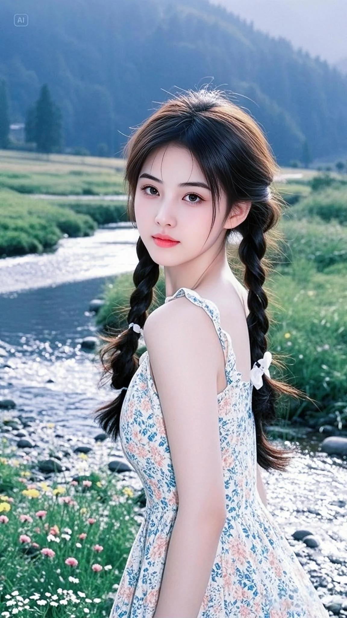 少女心爆棚的田园风光，甜美少女与自然完美融合！街拍 高清美女