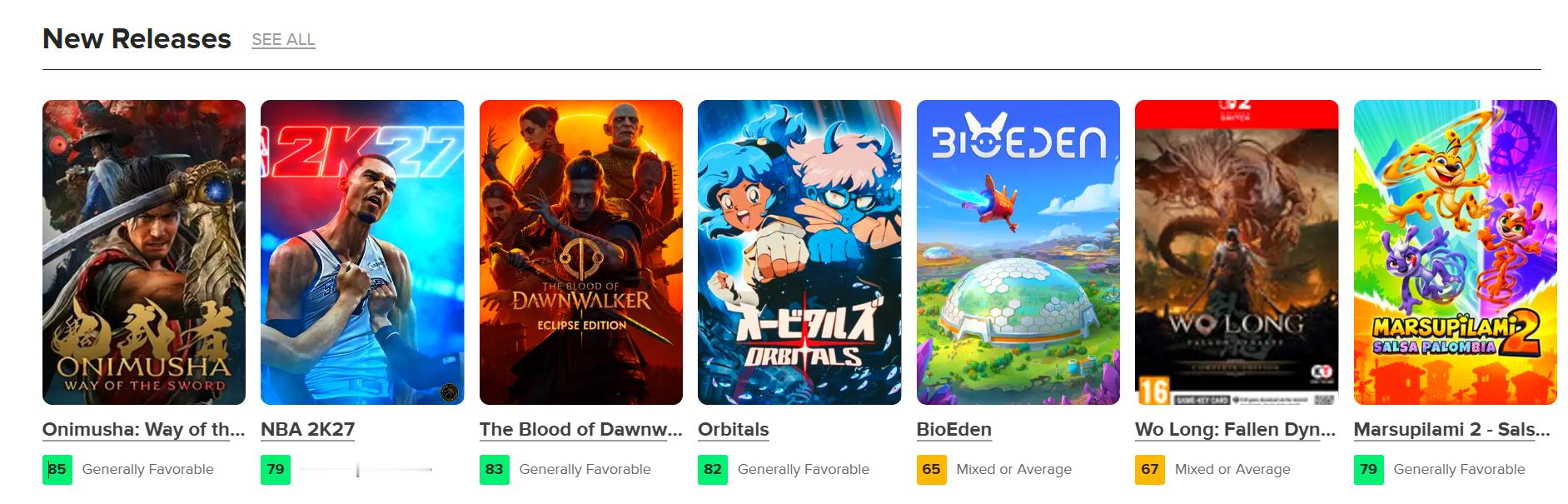 【本周M站媒体评分汇总！《鬼武者剑之道》85分排第一！】Metacritic 本