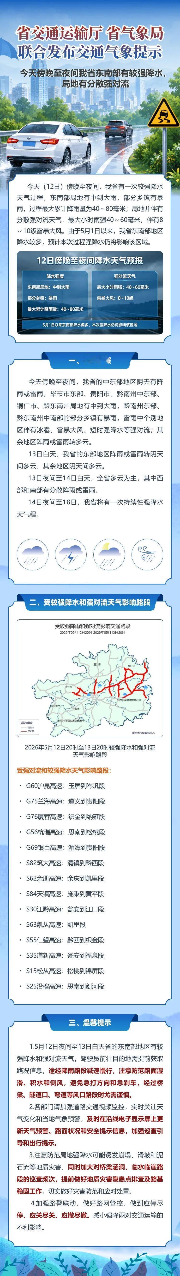 省交通运输厅 省气象局联合发布交通气象提示