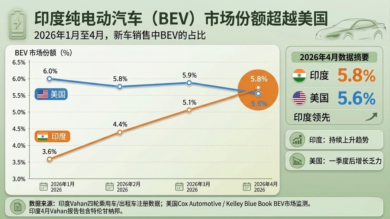 不那么冷的冷知识，现在印度的电车渗透率已经超过美国了电车出海大v聊车印度