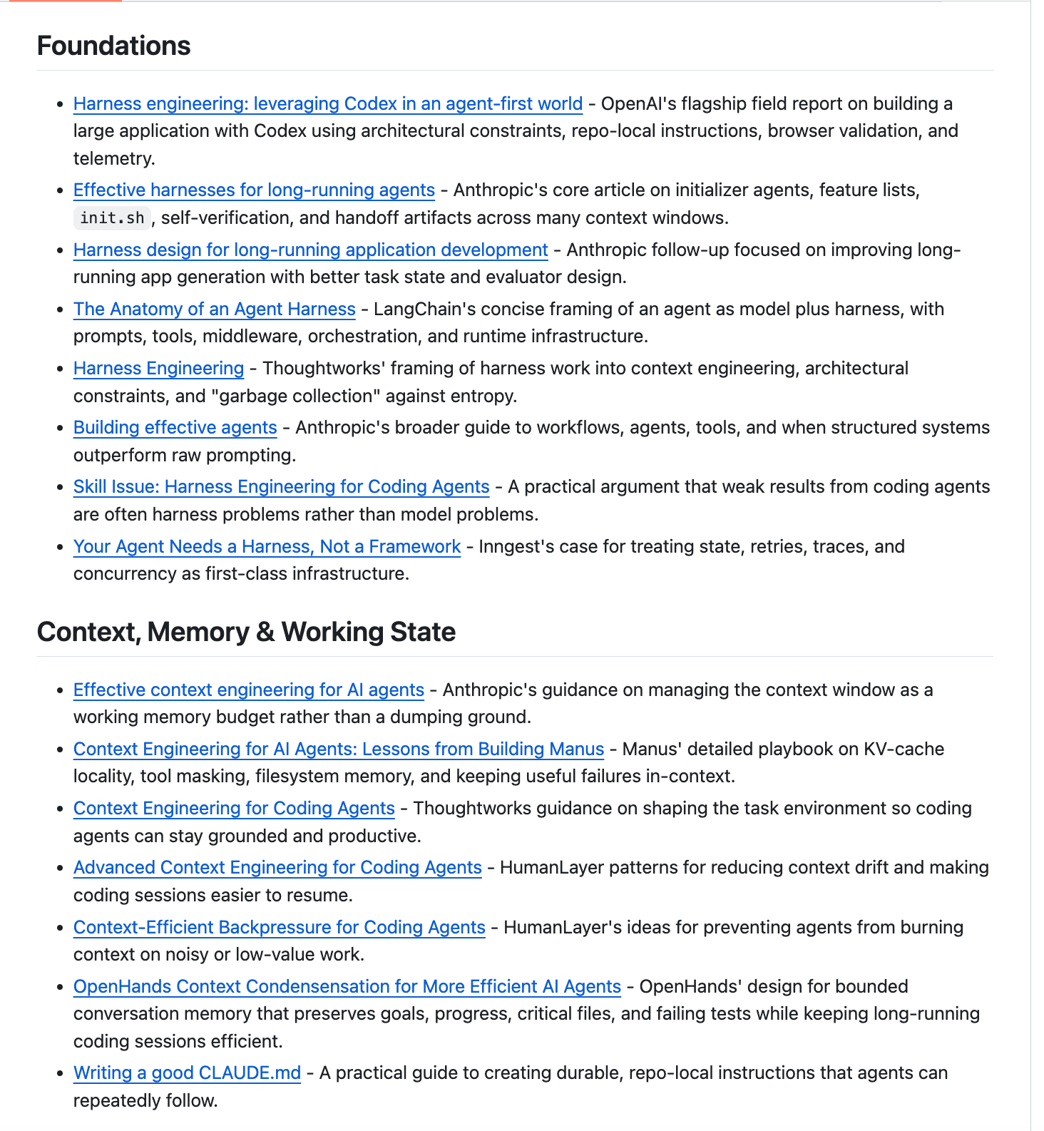 awesome-harness-engineering整理的还挺齐全的，关于 H
