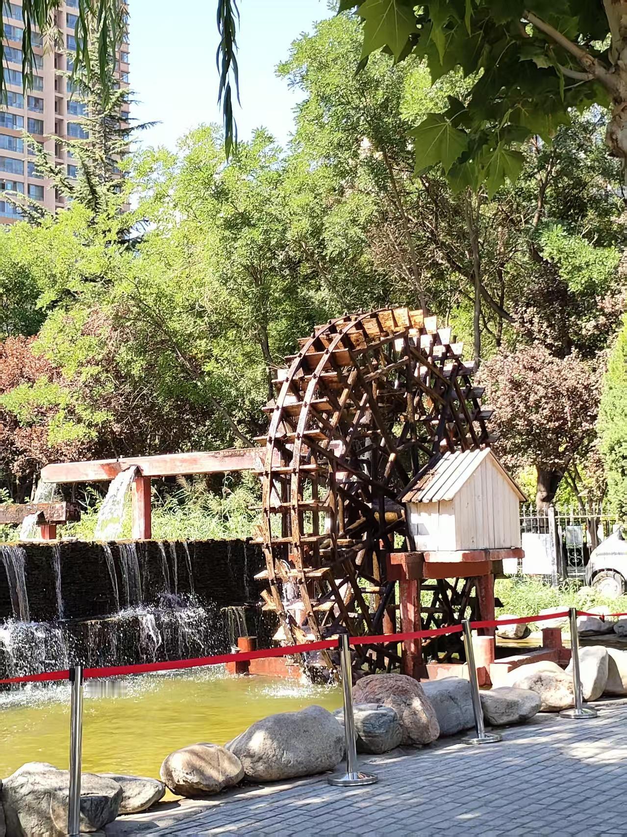 💦水花在石上碎成星子，老水车吱呀转着光阴，岸边的绿意在风里摇晃，是尘世里偷来的