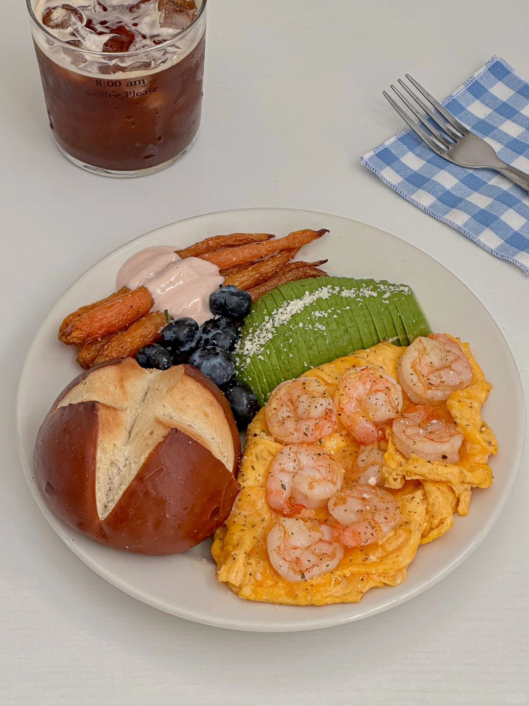 减脂期的早餐盘🥑🥕🫐🍤🍳