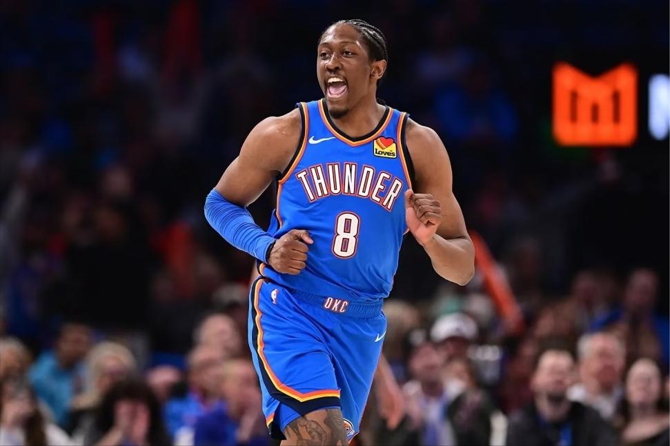 在最近一场NBA常规赛中，俄克拉荷马雷霆队以123比103的比分大胜伤病缠身的费