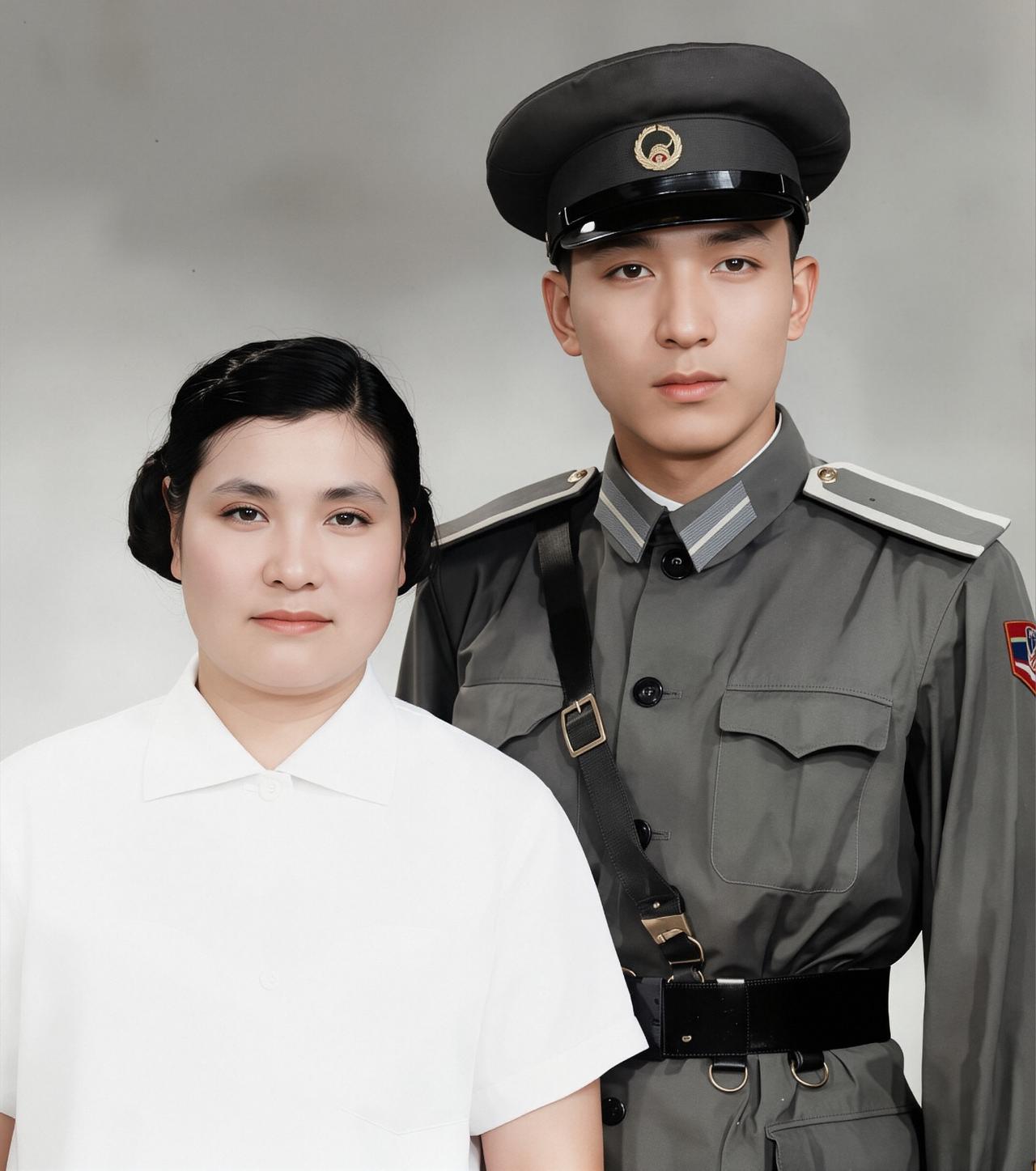 1964年，罗炳辉遗孀张明秀、儿子罗新安，一张罕见合影，母子情深。