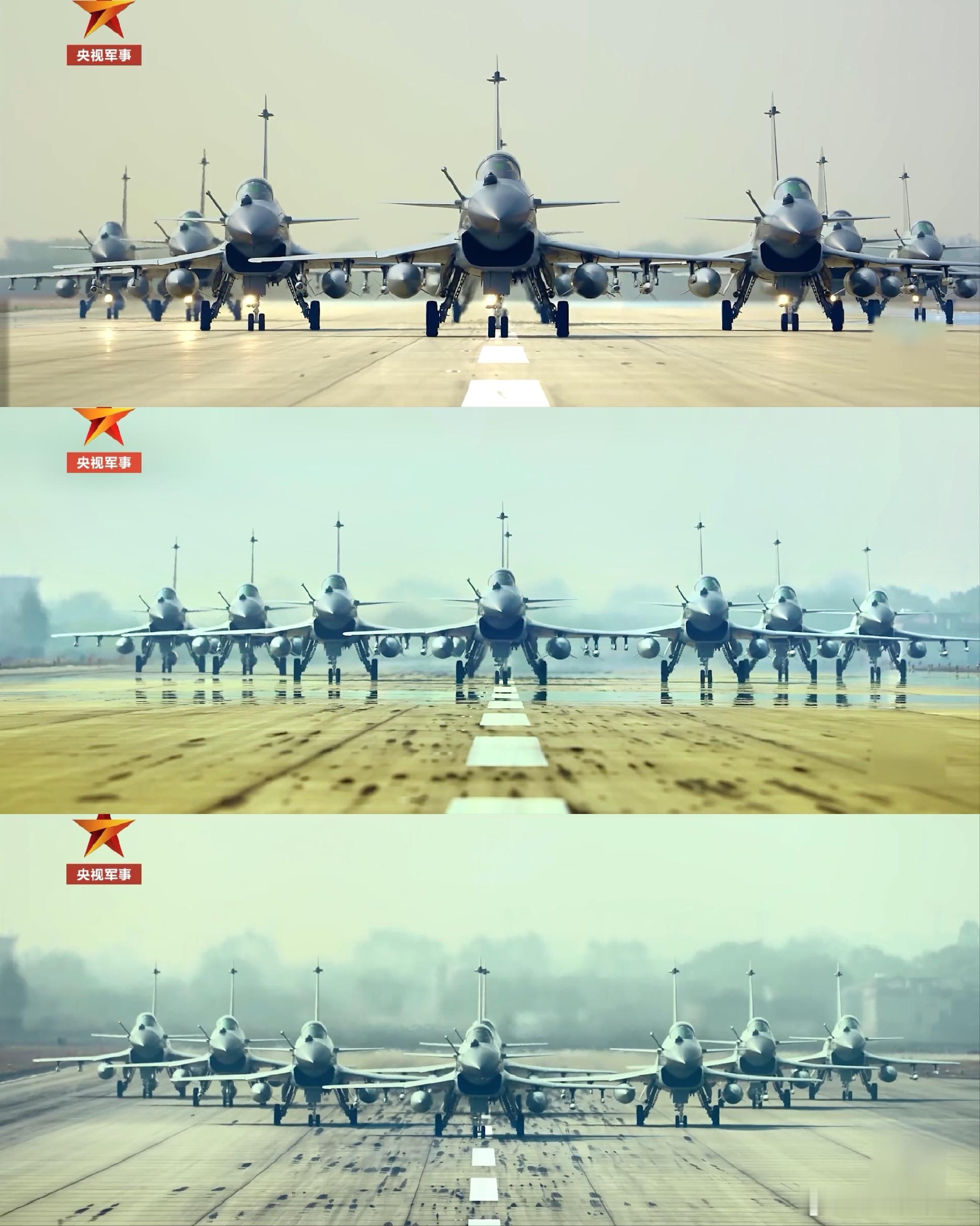 “空中铁拳 一往无前”。北空某部多批次J-10C。 ​​​
