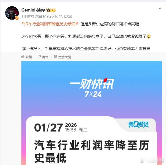 宁王日子可是过得相当滋润只能说大家都亏钱，就一定有人赚钱汽车行业利润率降至历史最