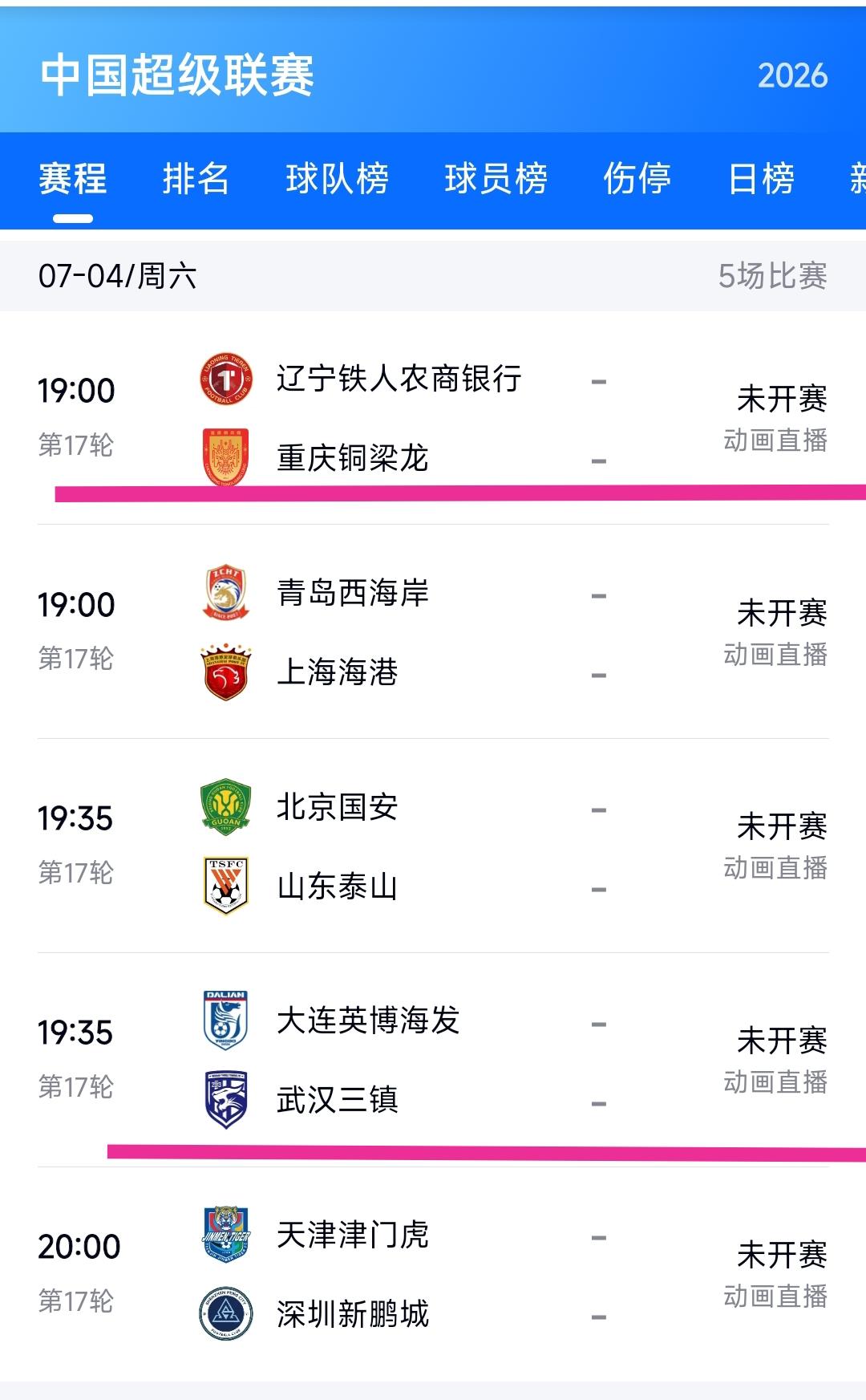 在7月4日辽宁铁人主场迎战重庆铜梁龙，大连英博主场迎战武汉三镇，对于球迷来说这两