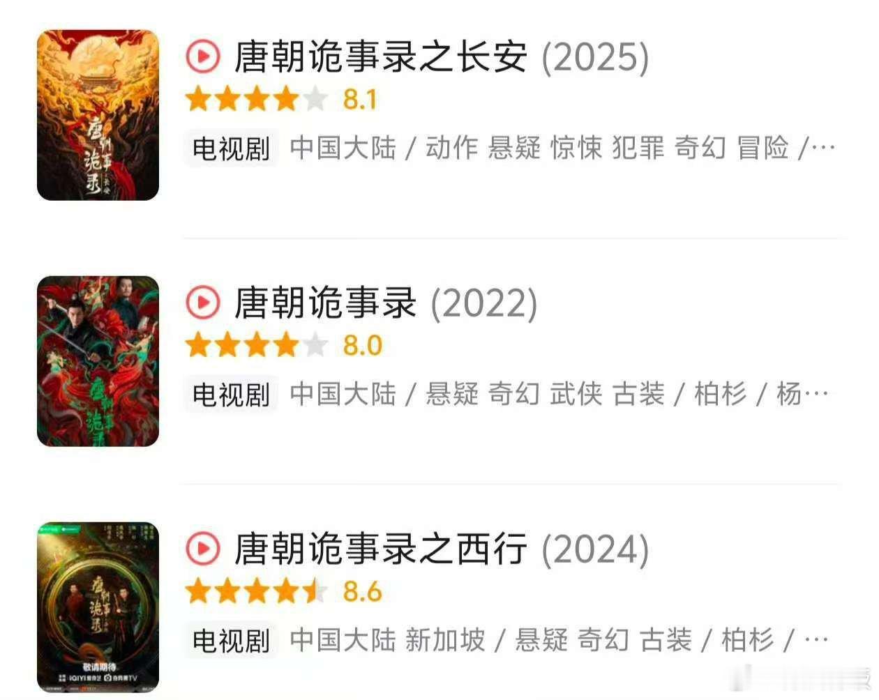 唐诡三部都是8分以上唐诡系列口碑唐诡系列口碑，三部都是8分以上，[鼓掌][鼓掌]