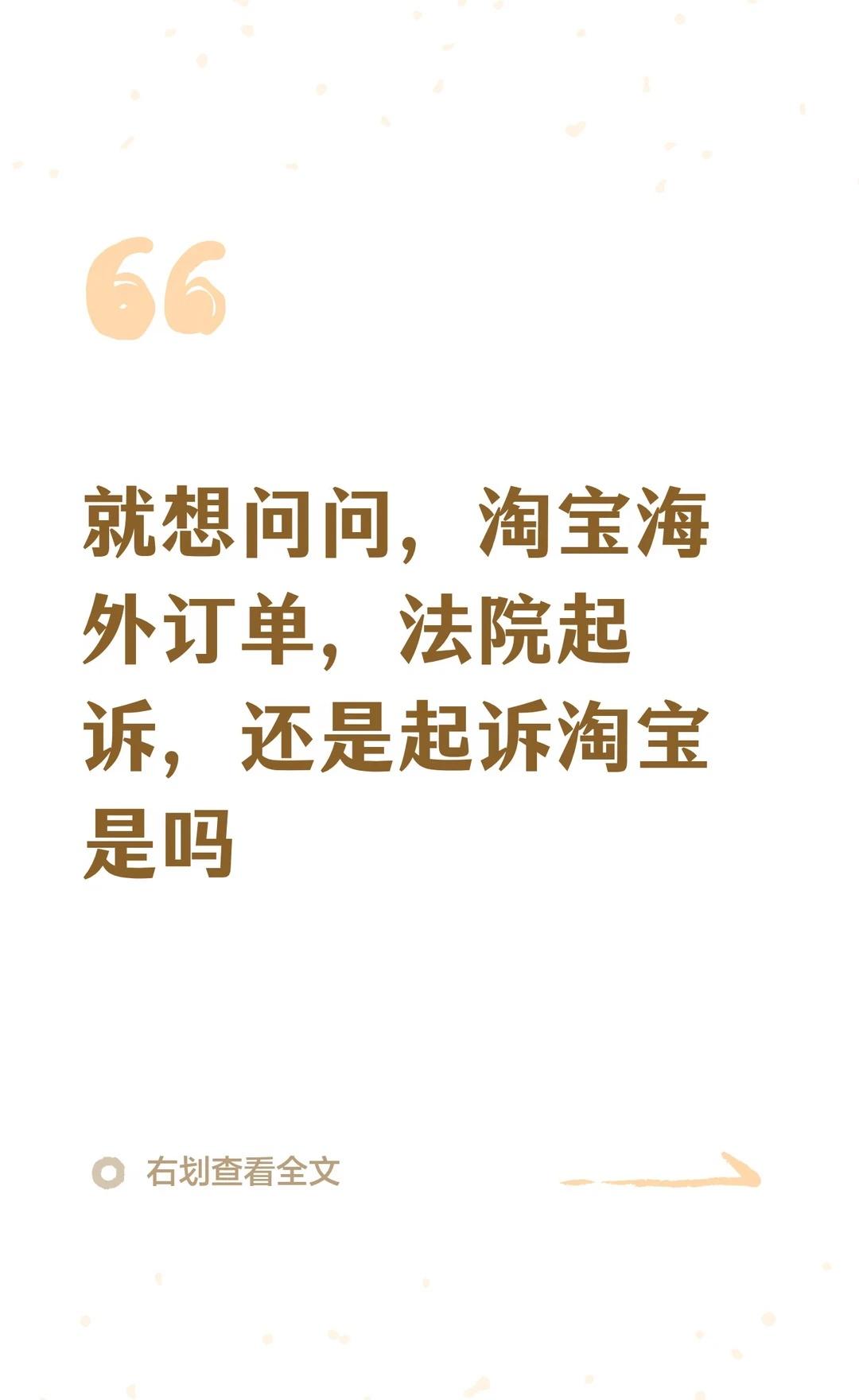 就想问问，淘宝海外订单，法院起诉，还是起
互联网法院小二 淘宝海外客服淘宝海外订