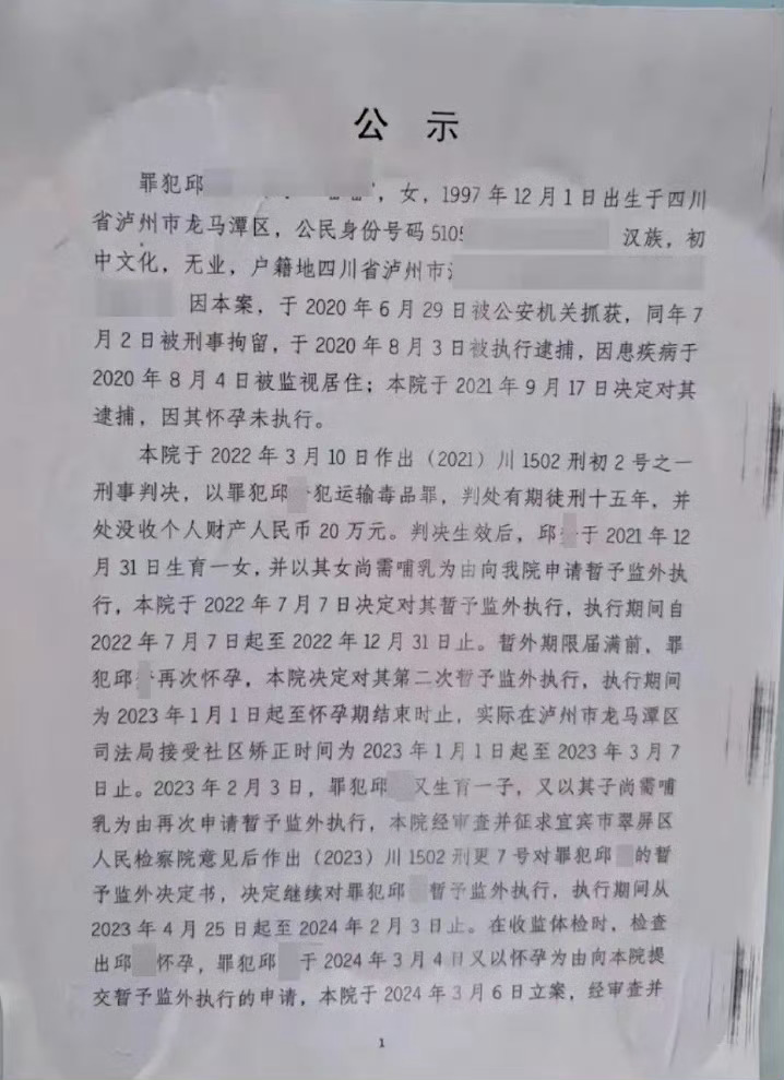 诈骗犯用4次怀孕3次生子逃避收监¹ 4次跟江苏丹阳这个女毒贩子比小巫见大巫。最后