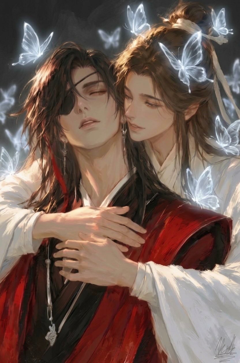 红衣赴尘❤️白衣候归🤍银蝶岁岁绕梦痕🦋天官赐福丨花城谢怜丨花怜 ​​​