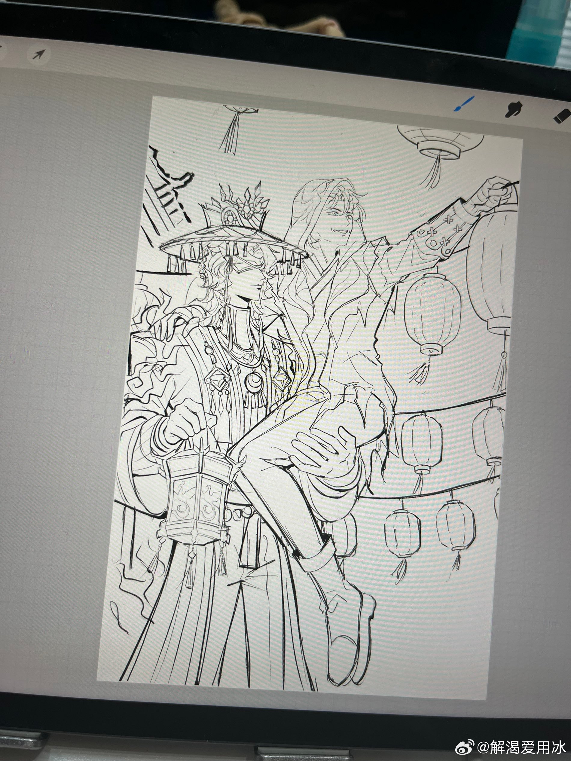 精草over打算画成水墨风 