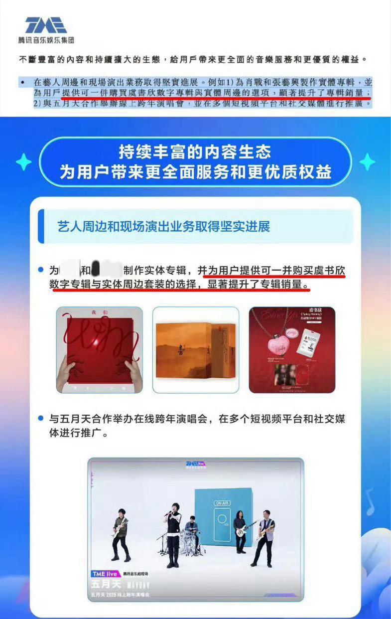 虞书欣二登腾讯音乐娱乐2024年Q4及全年财报：专辑销售量累计455947张，销