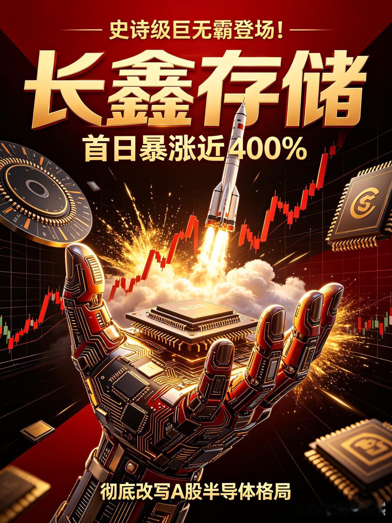 史诗级巨无霸登场！长鑫存储首日暴涨近400%，彻底改写A股半导体格局
， 
今天