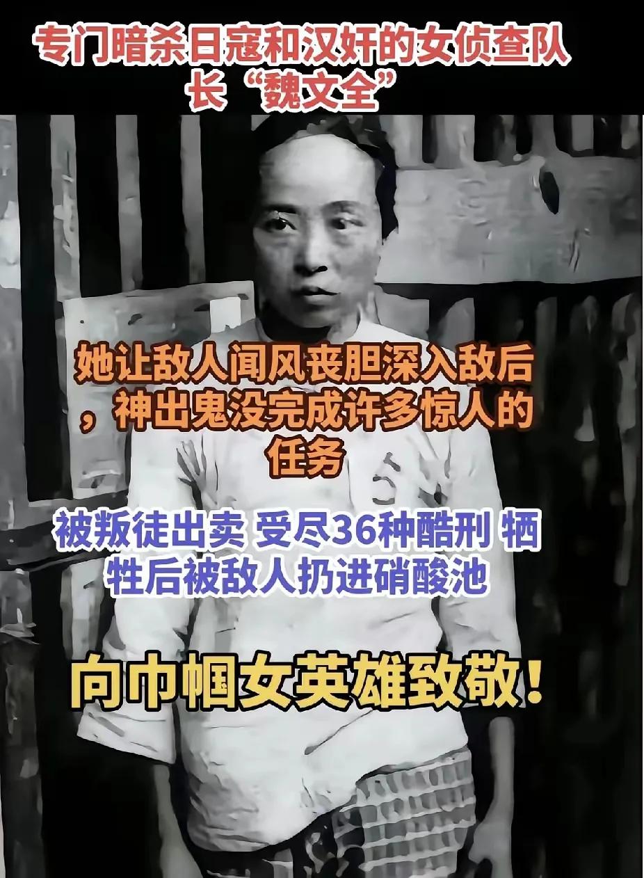 魏文全，估计很多人不知道这位巾帼英雄，这位让日寇和汉奸闻风丧胆的女英雄。

她是