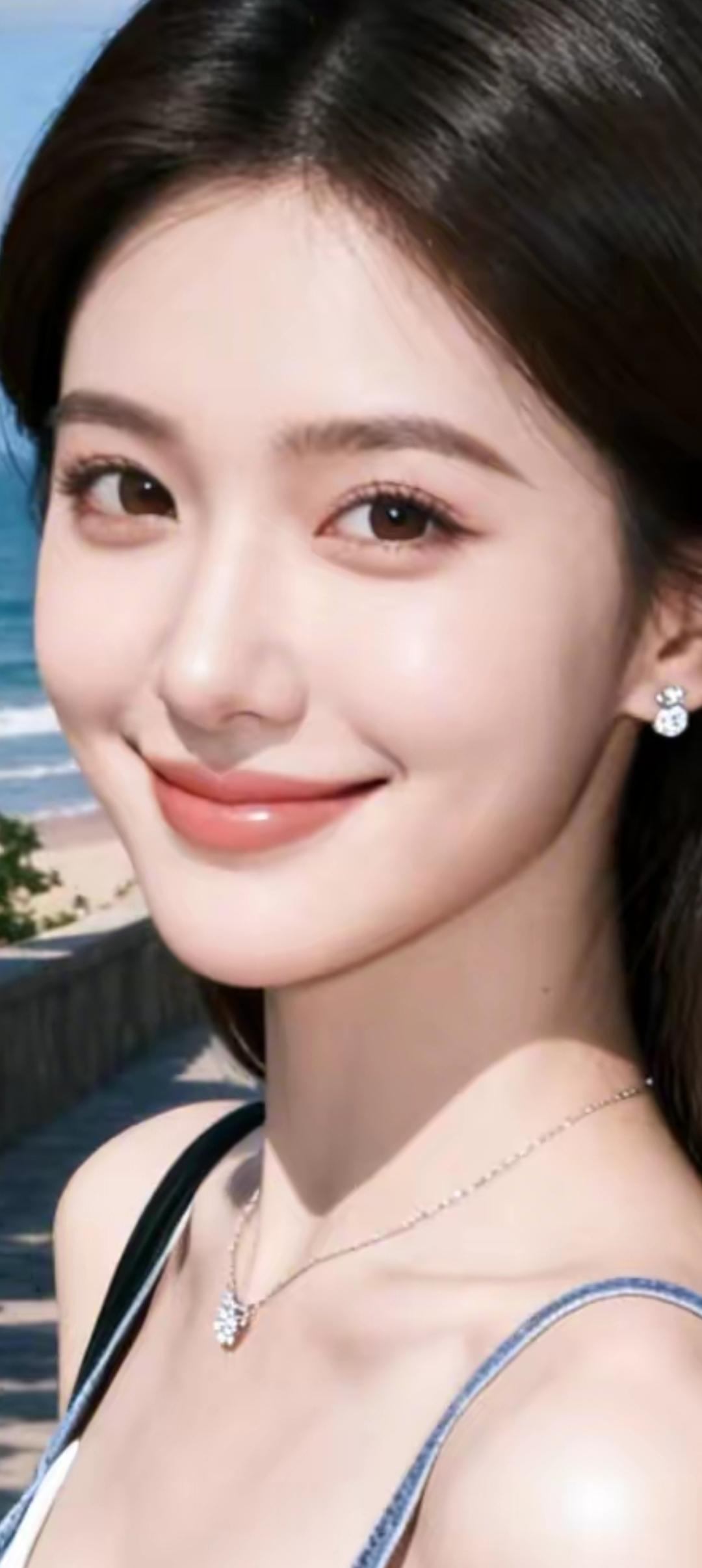 阳光沙滩下的甜美笑容，海风轻拂，心情舒畅！🌞🏖️😊