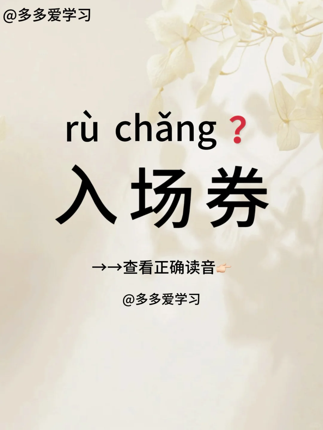 入场券——你读对了吗 🍇入场券 🍇解释：1.进入比赛﹑演出﹑会议﹑...
