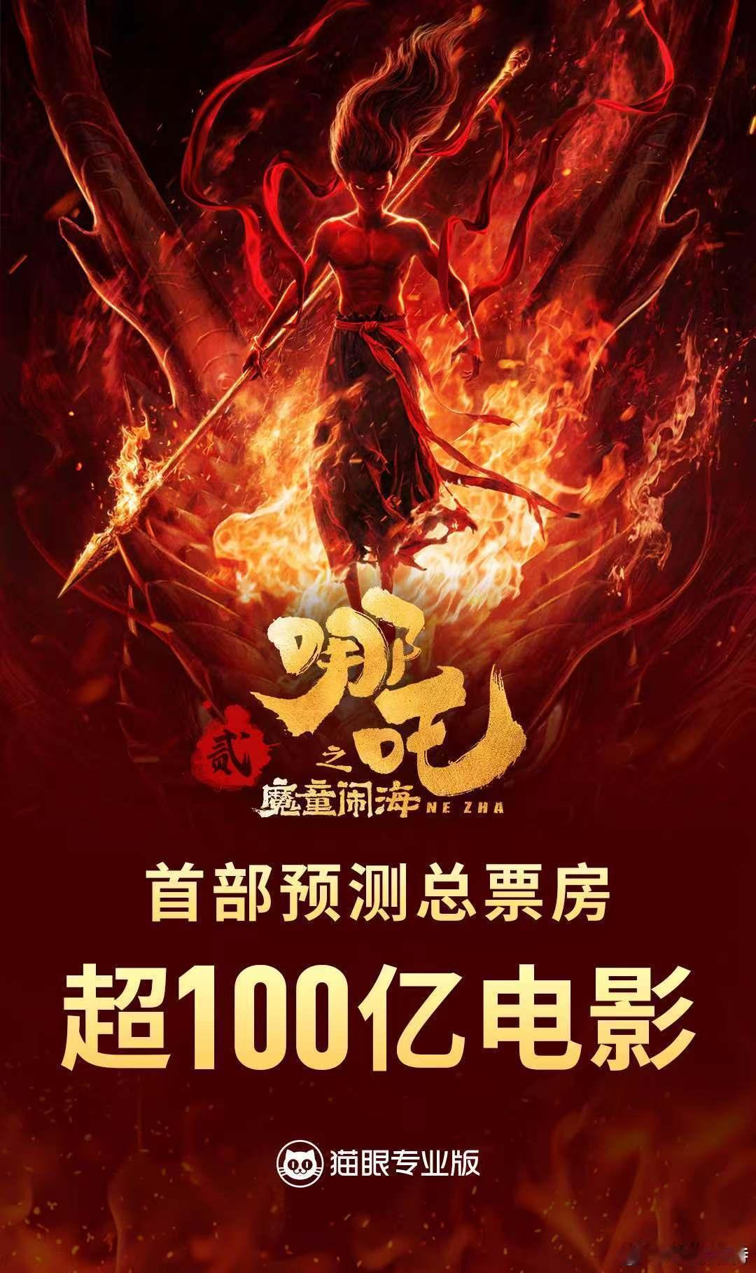 哪吒之魔童闹海预测票房超100亿  哪吒2首部预测票房超百亿电影  据猫眼专业版
