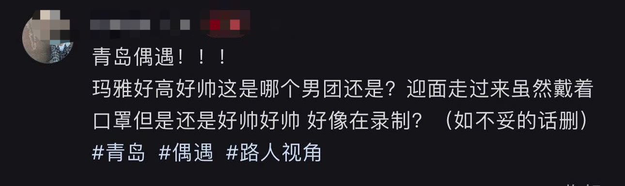 网友在青岛偶遇了朱志鑫苏新皓！旁边还有助理手里拿着gopro，这是在拍摄物料吧 