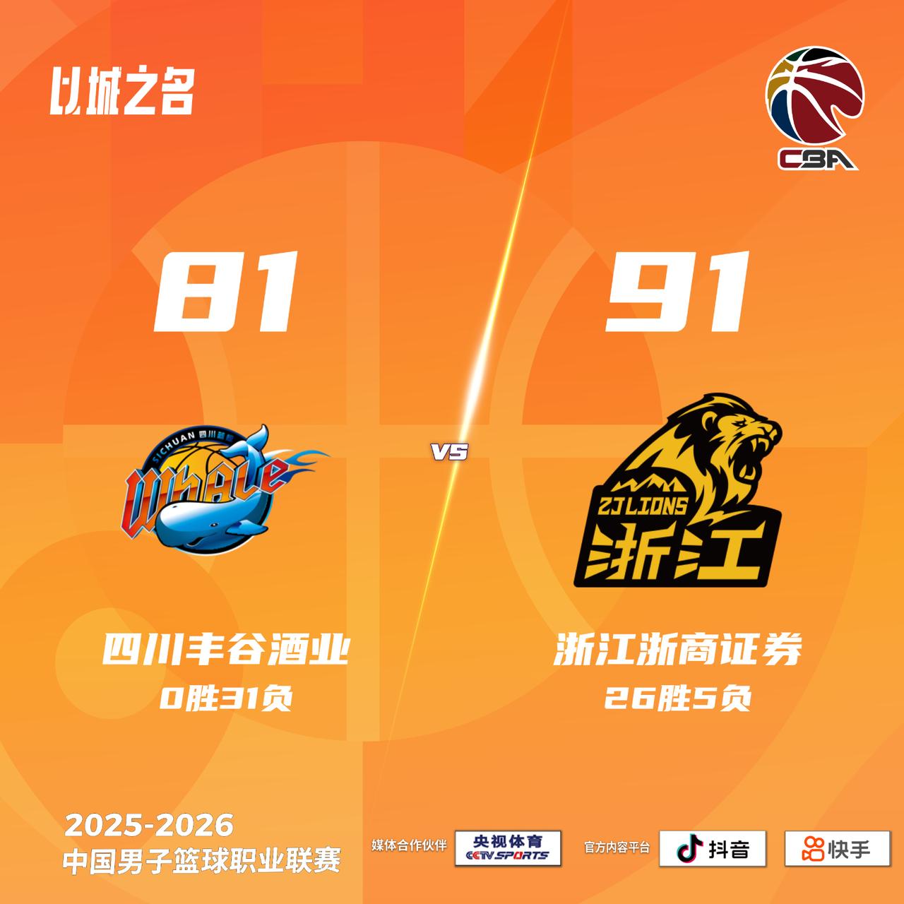 四川丰谷酒业 81-91 浙江浙商证券四川男篮vs广厦男篮
四川丰谷酒业：卡迪姆