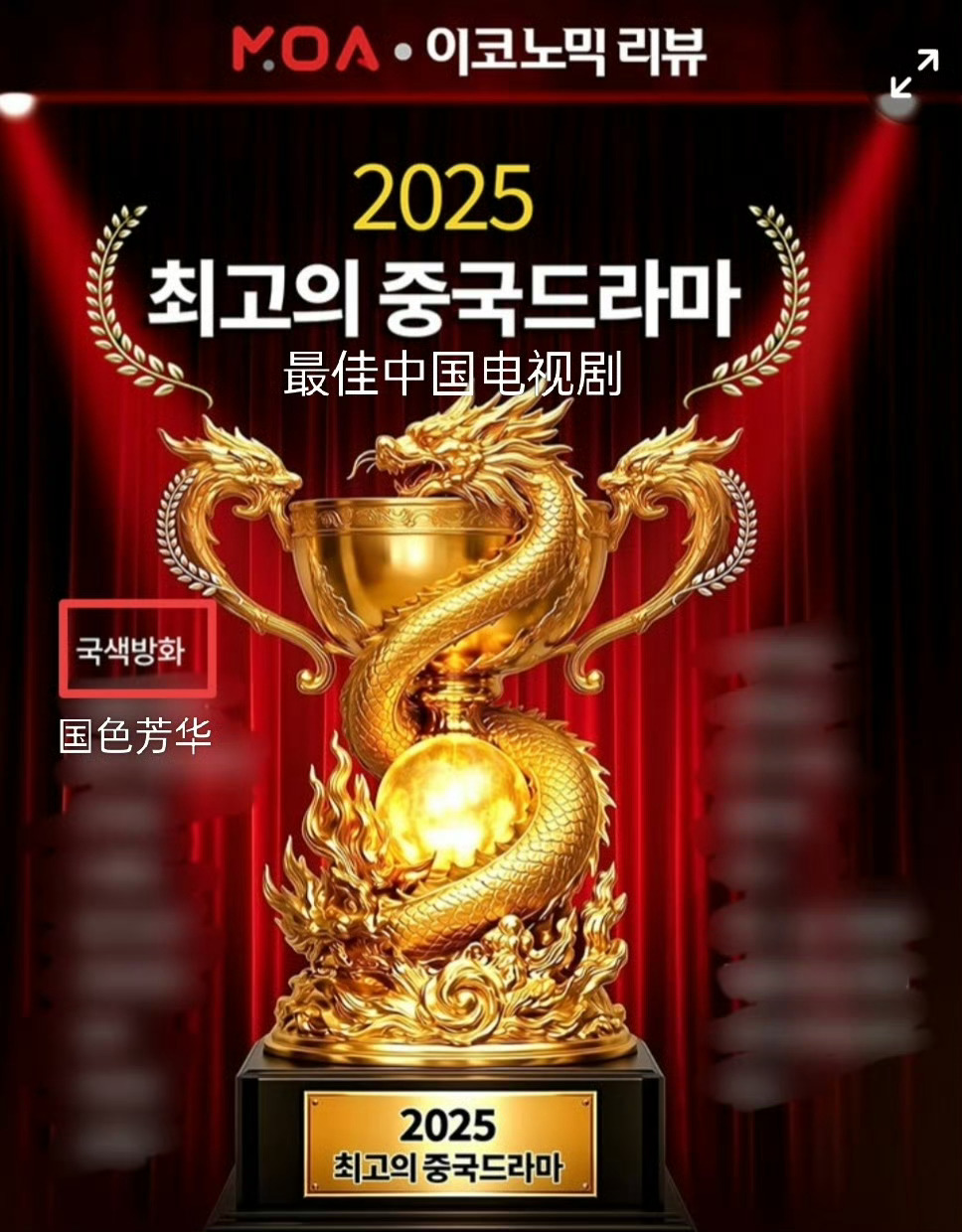 杨紫国色芳华年度大丰收杨紫获最佳女主角恭喜杨紫获凭借《国色芳华》获2025韩国M