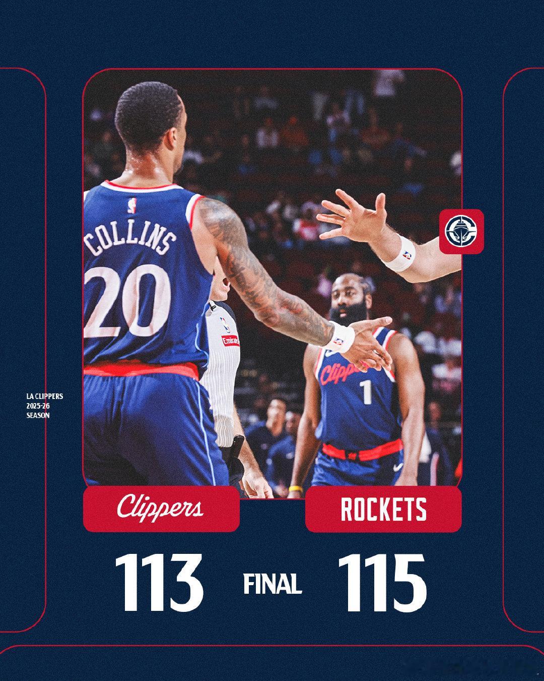 终场。  cr：洛杉矶快船 