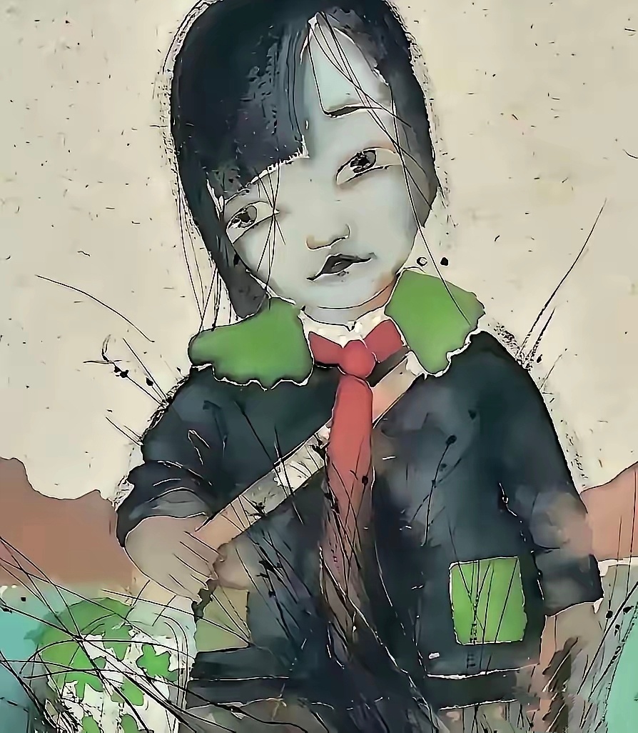 央美刘庆和作品《开学》，这画风怎么感觉怪怪的 ​​​