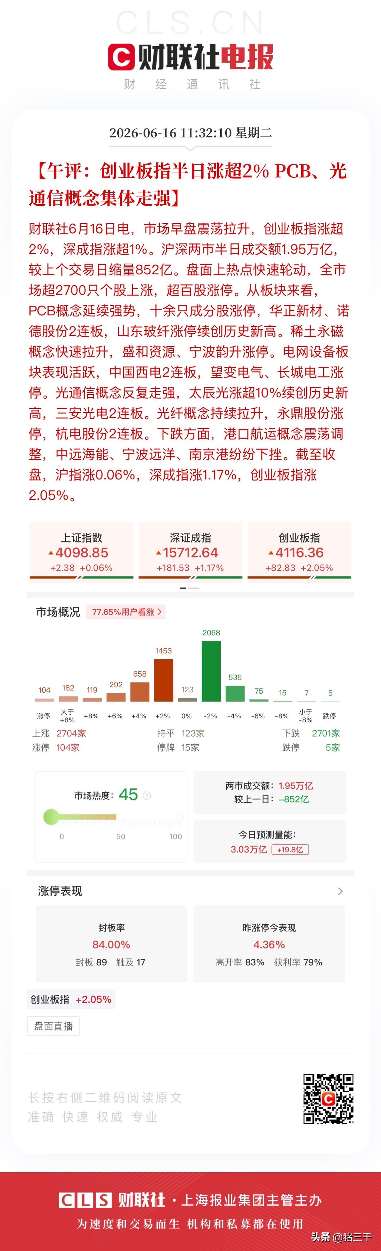午评，全球科技牛市创新高！
SpaceX的IPO大获全胜，
全球科技风险偏好进一