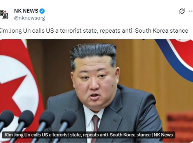 就在刚刚，
金正恩公开定性美国：恐怖主义国家。
朝中社今天（3月24日）发布消息