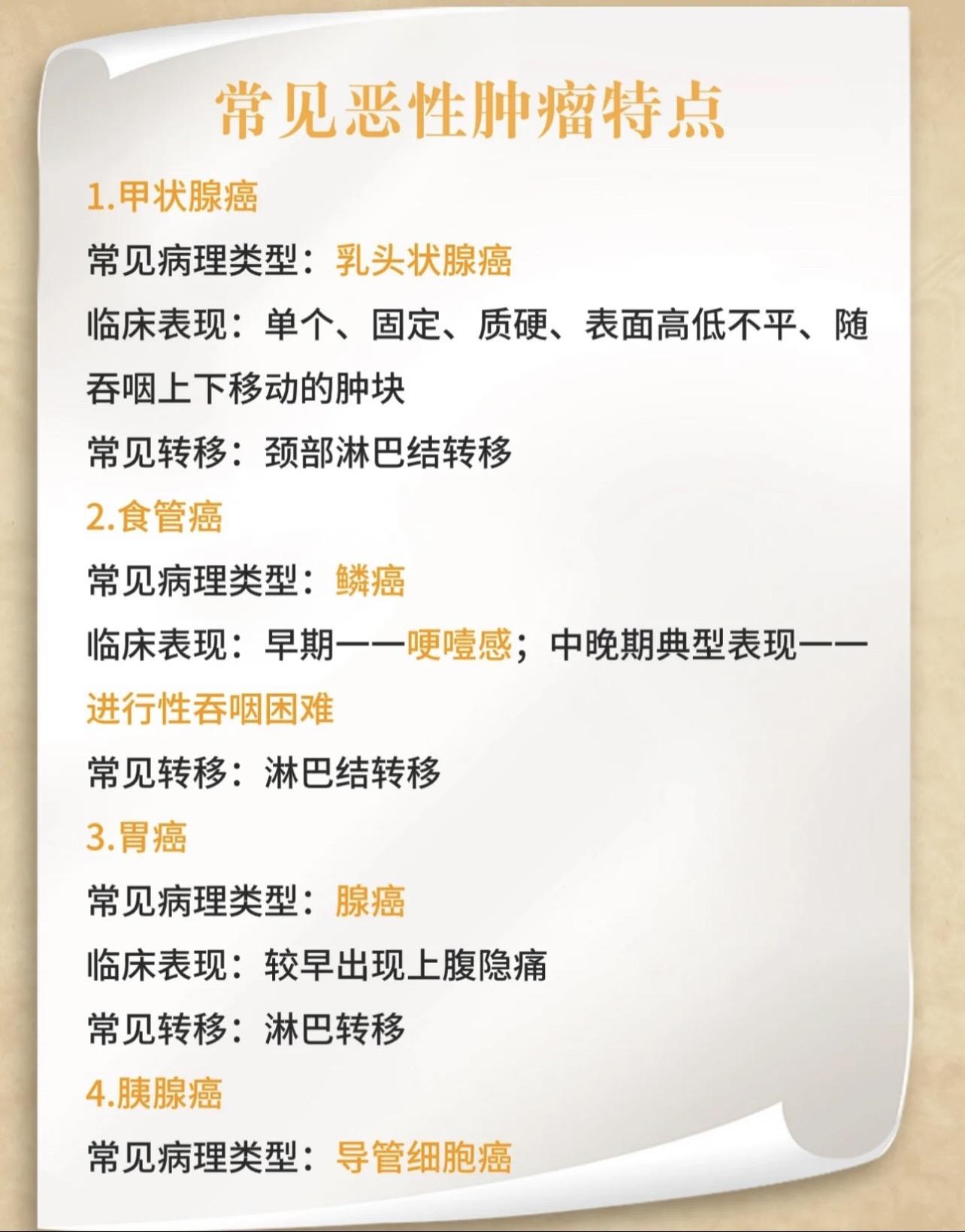 常见恶性肿瘤的特点。