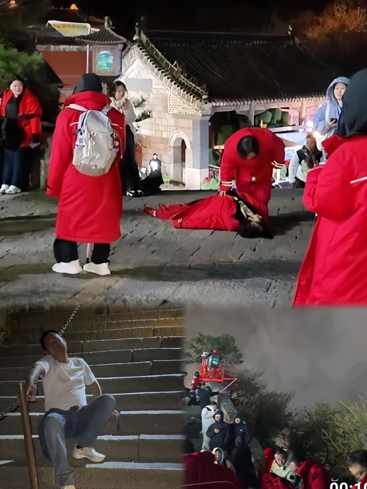 在泰山这片壮丽的土地上，游客们欢声笑语，然而一场突如其来的冰雹却打乱了这份热闹，
