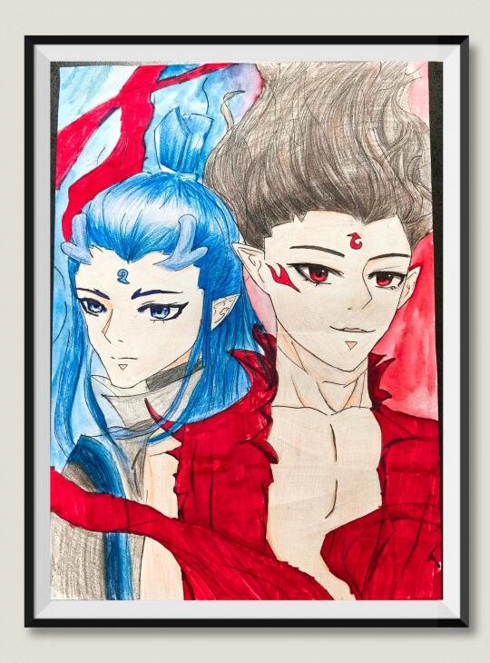 五年级小盆友的漫画作品哪吒敖丙
