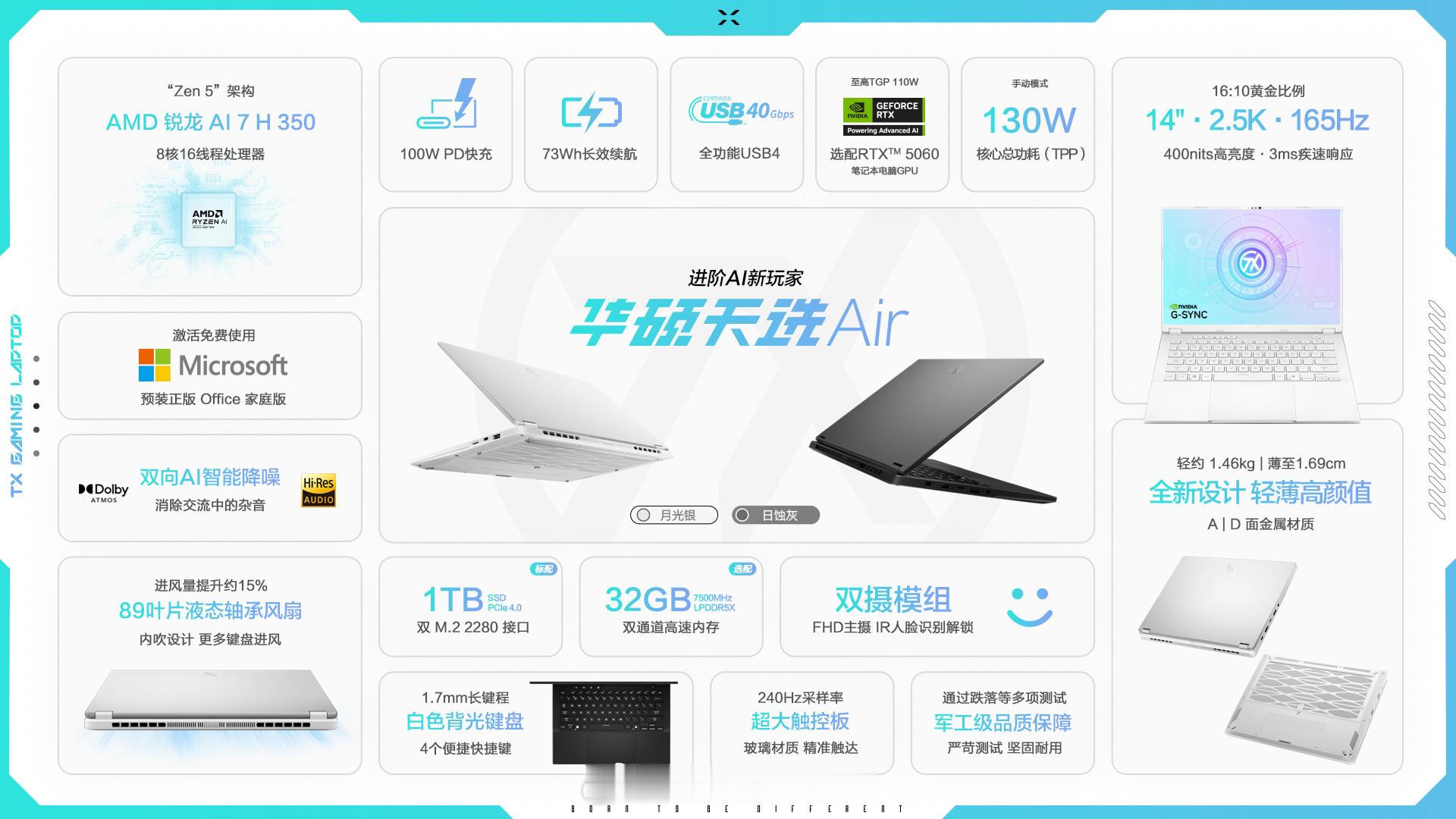潮玩新次元 14英寸高性能轻薄本华硕天选Air 2025全能出击！搭载AMD锐龙