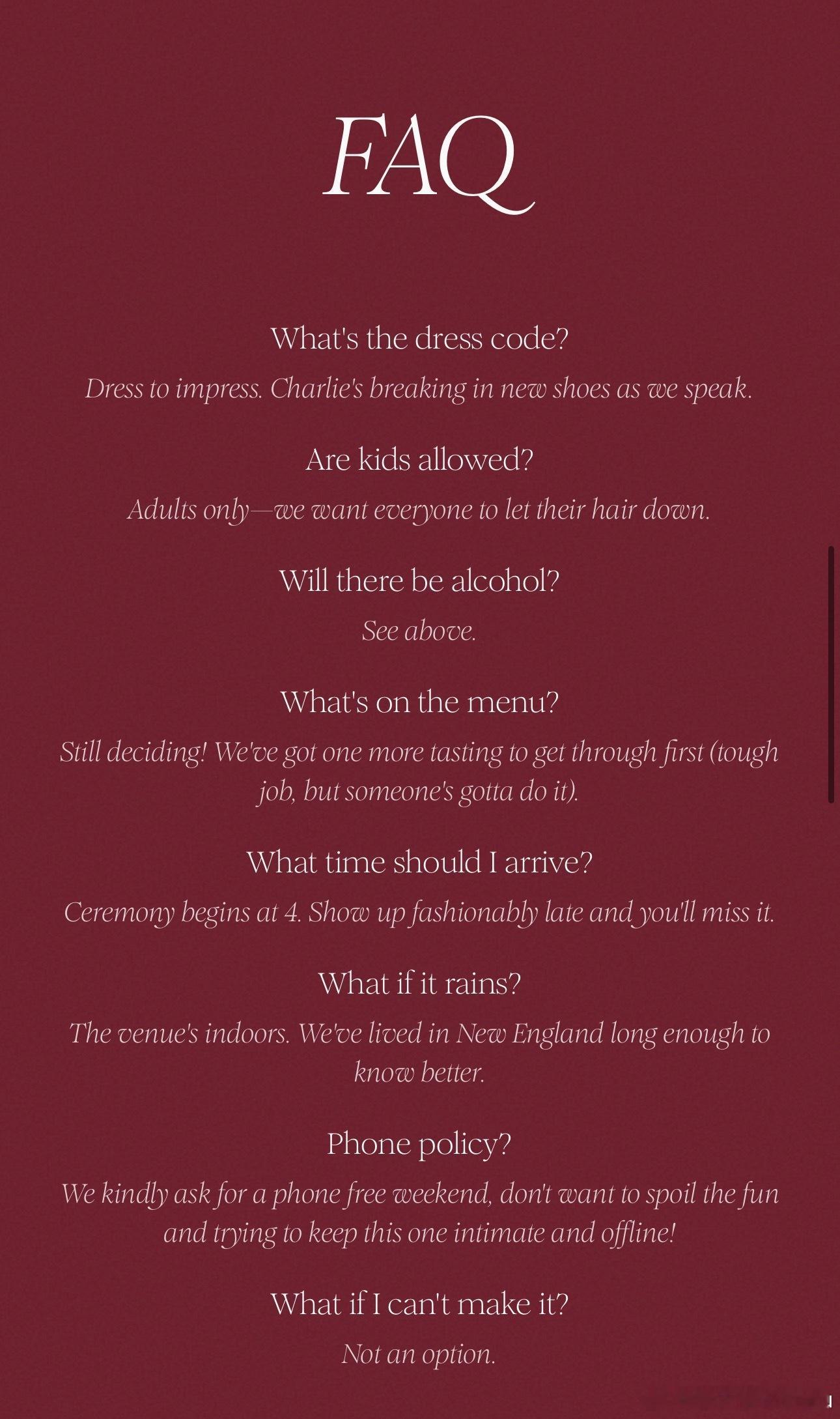 A24在情人节当天上线了《爱情抓马》的电子结婚请柬网站：“Charlie第一次见