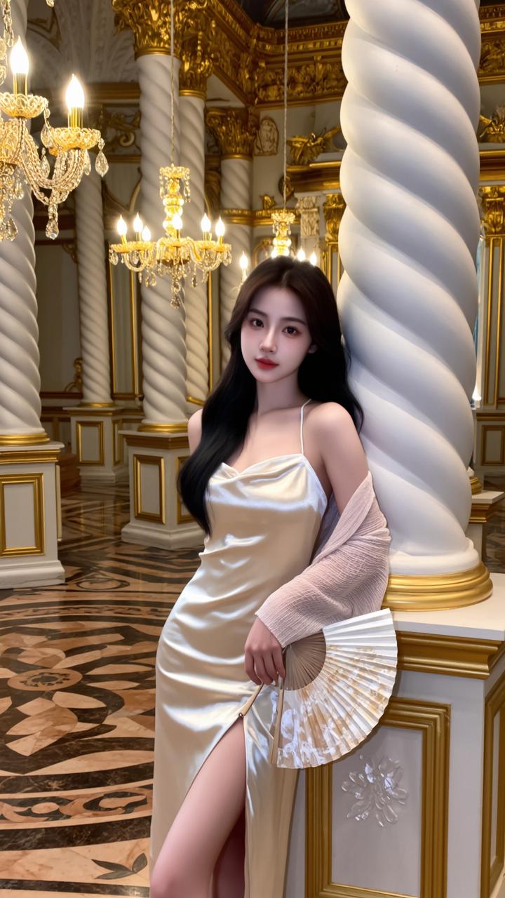 优雅复古风，金色宫殿里的东方美人