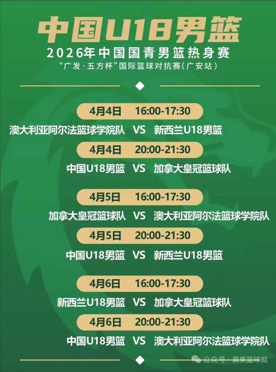 下个月4号，U17、U18国青热身赛双线开战，请大家注意直播时间~~中国男篮