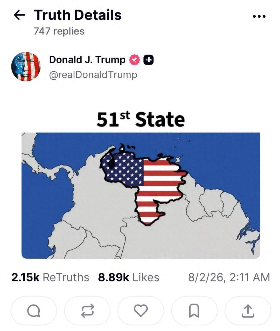 特朗普再称委内瑞拉为美国第 51 州；美截留超 130 亿委石油款仅返还 3 亿