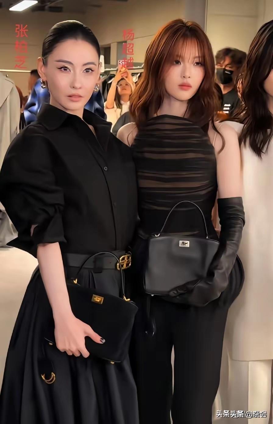 广州Balenciaga活动直击，两代美女的黑色对决。
27岁的杨超越青春灵动，