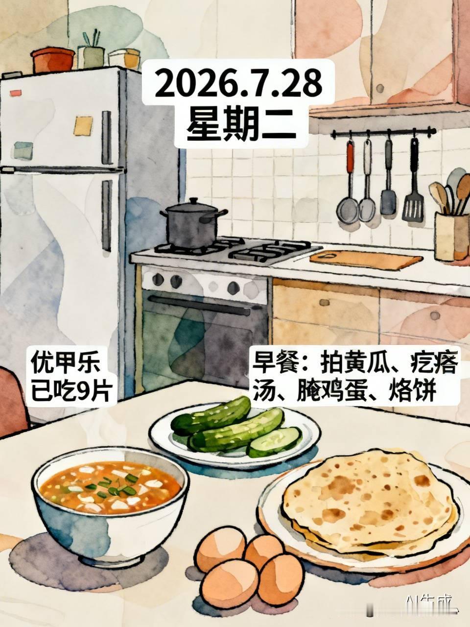 2026.7.28  星期二
（5：50吃了一片优甲乐，本板已经吃了九片啦！）