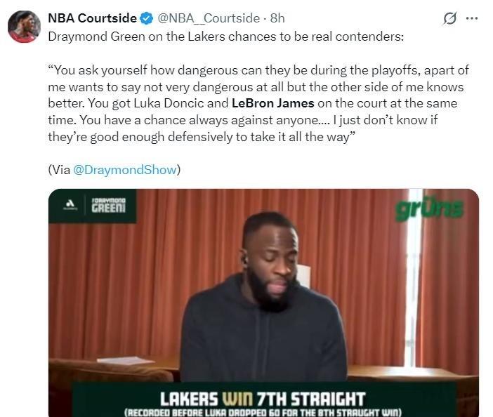 作为一个看了二十年球的老湖人粉，看到东契奇这表现，我真是忍不住想喊一句：这下咱真