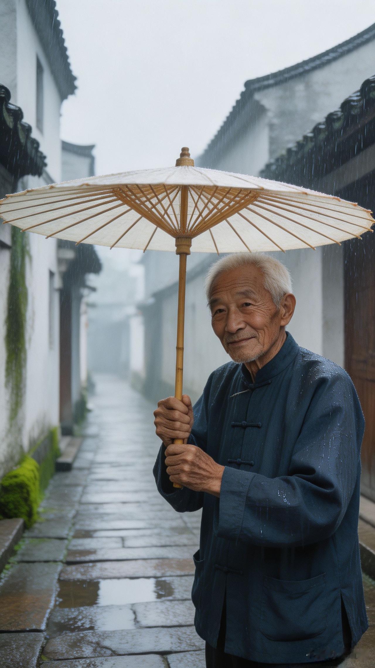 青石巷弄的烟雨里，
是谁撑开了一柄时光？
三十六根竹骨，剔除了三百年的风霜，
在