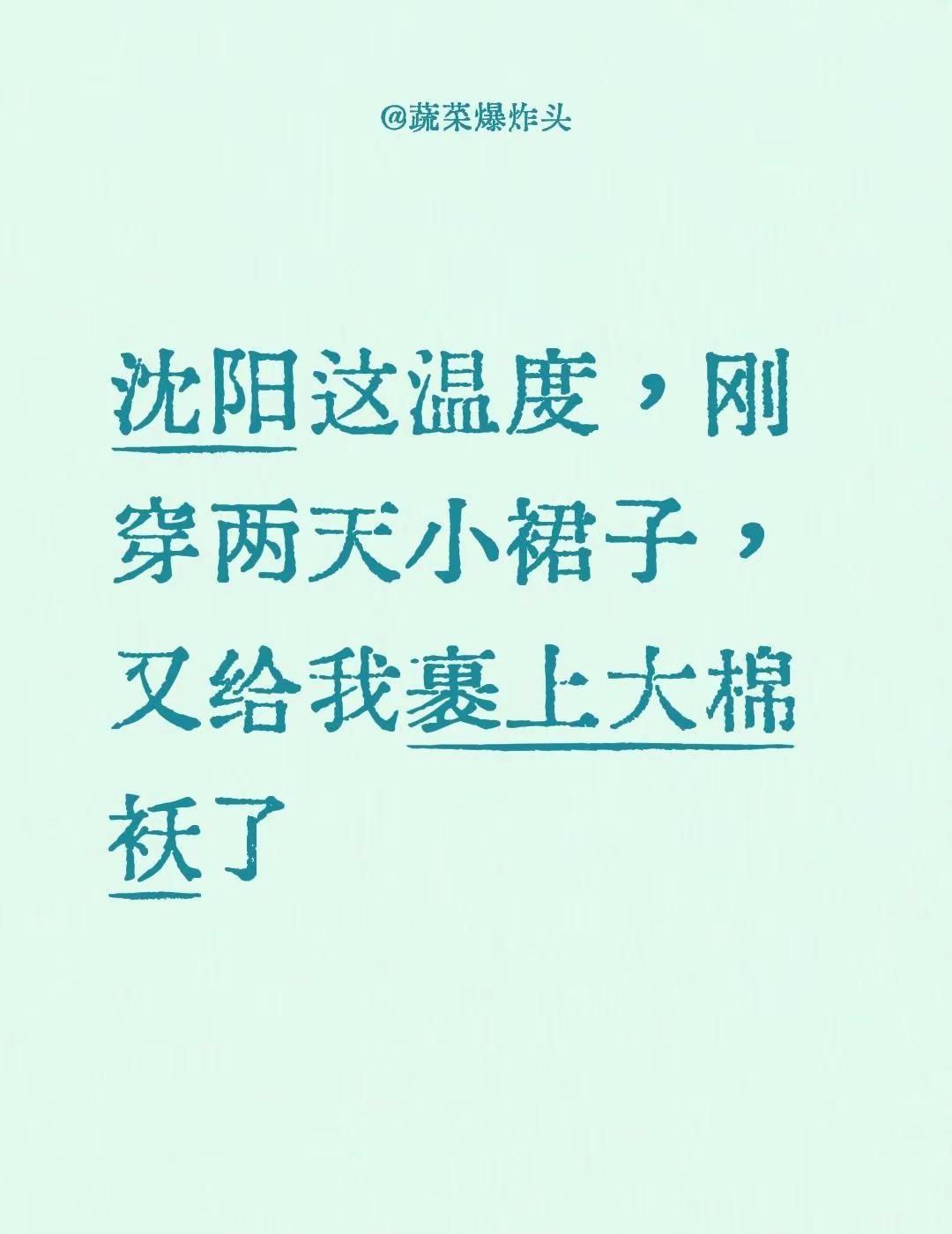 沈阳这温度，刚穿两天小裙子，又给我裹上大棉袄了辽宁天气 沈阳天气 沈阳 生活