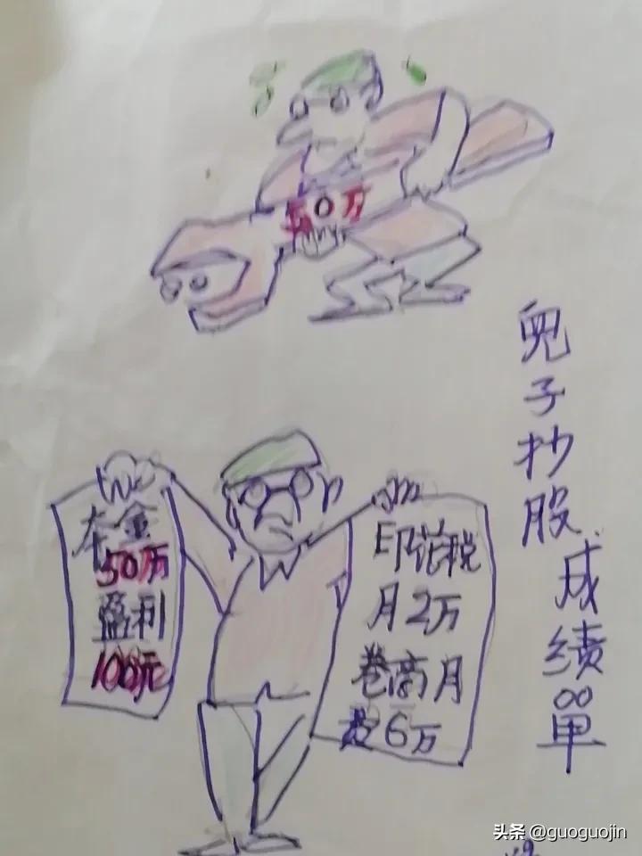 我在上半年画了一幅儿子炒股成绩单，到底赚了多少钱！这是前几年我给统计一下数据，估