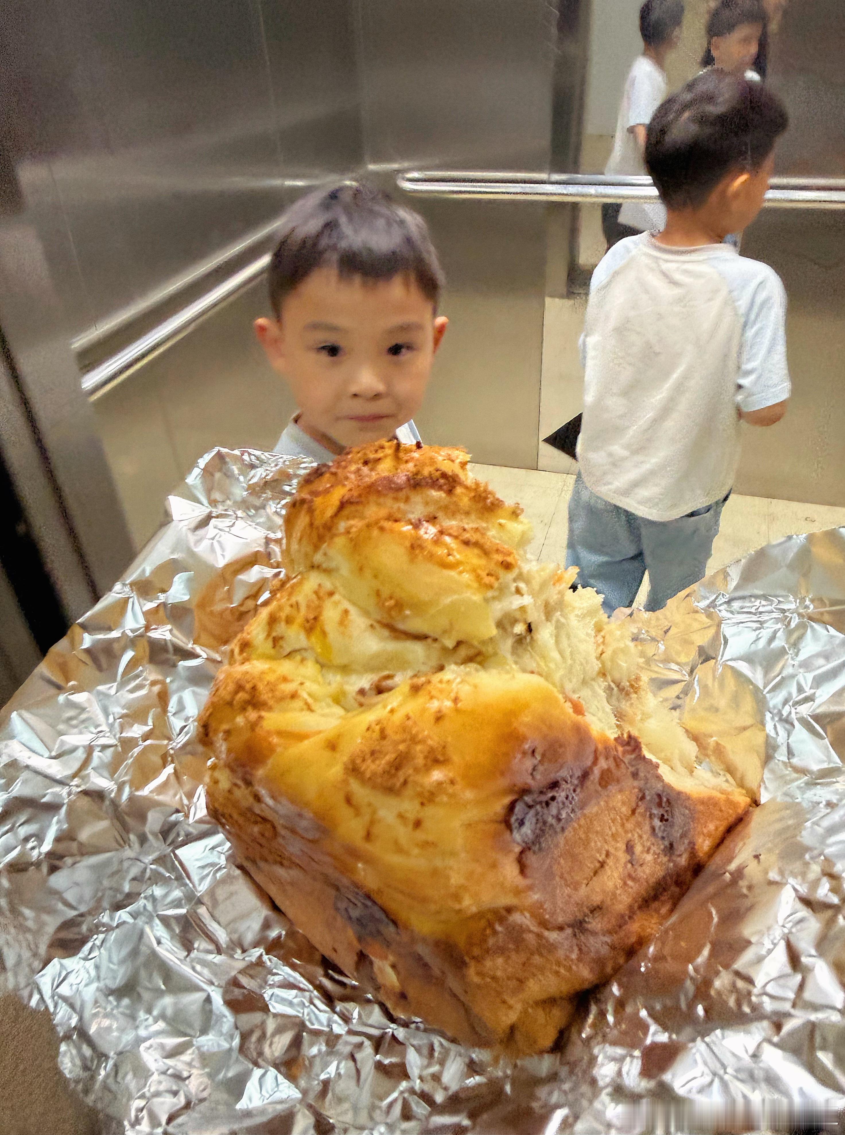 昨天晚上十点多安康非要去奶奶家住，然后我撕了一半肉松面包给奶奶送去。等十二点的时