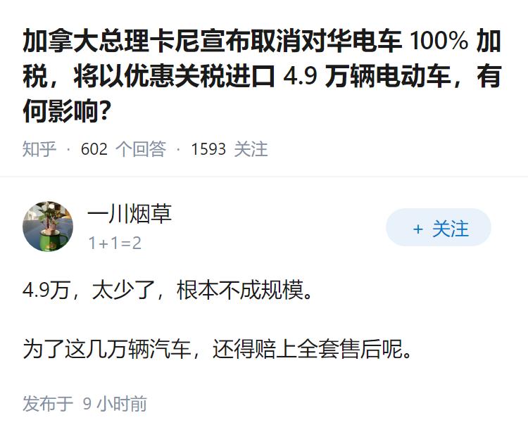 加拿大总理卡尼宣布取消对华电车 100% 加税，将以优惠关税进口 4.9 万辆电